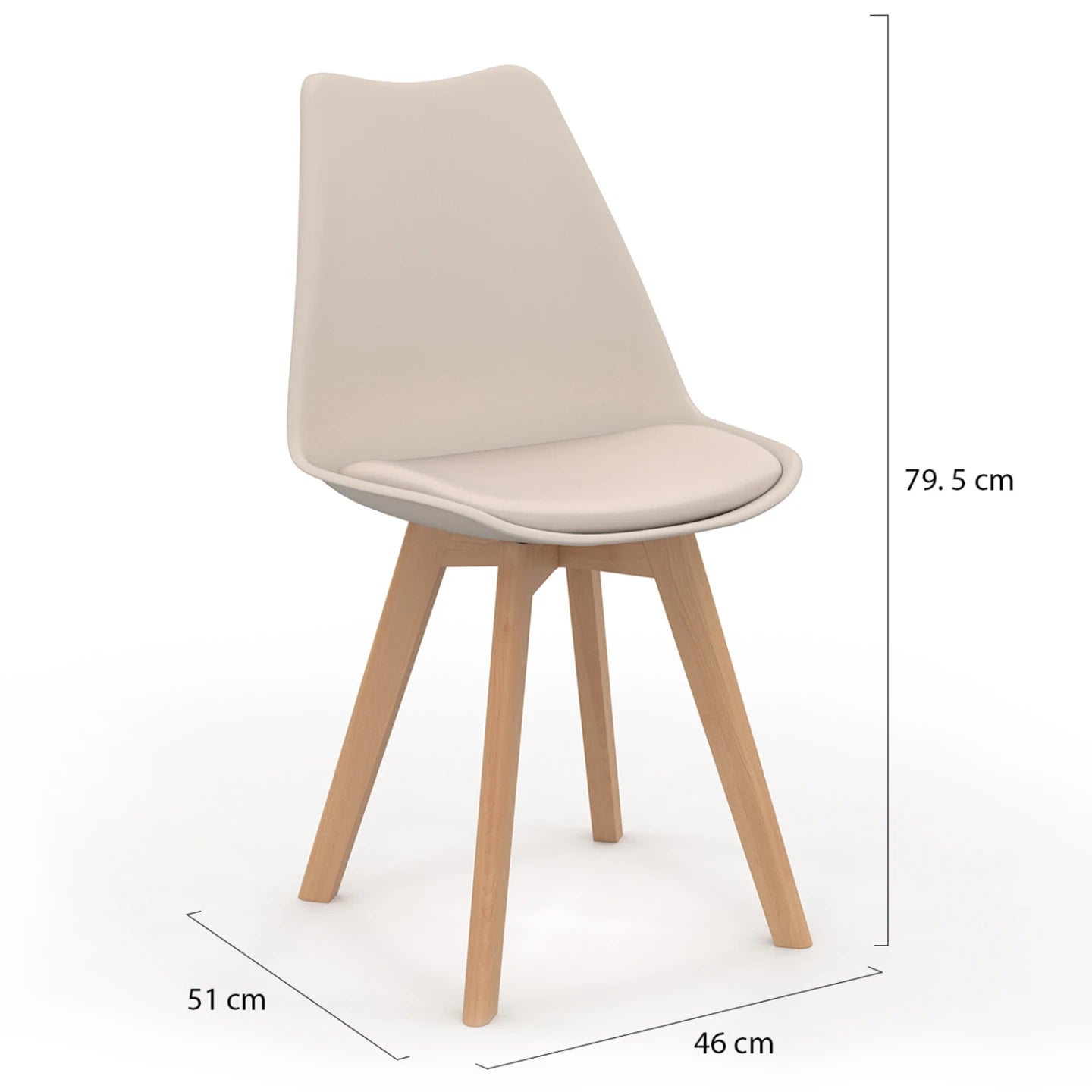 Lot de 6 chaises scandinaves Liva – Beige | Yambier
