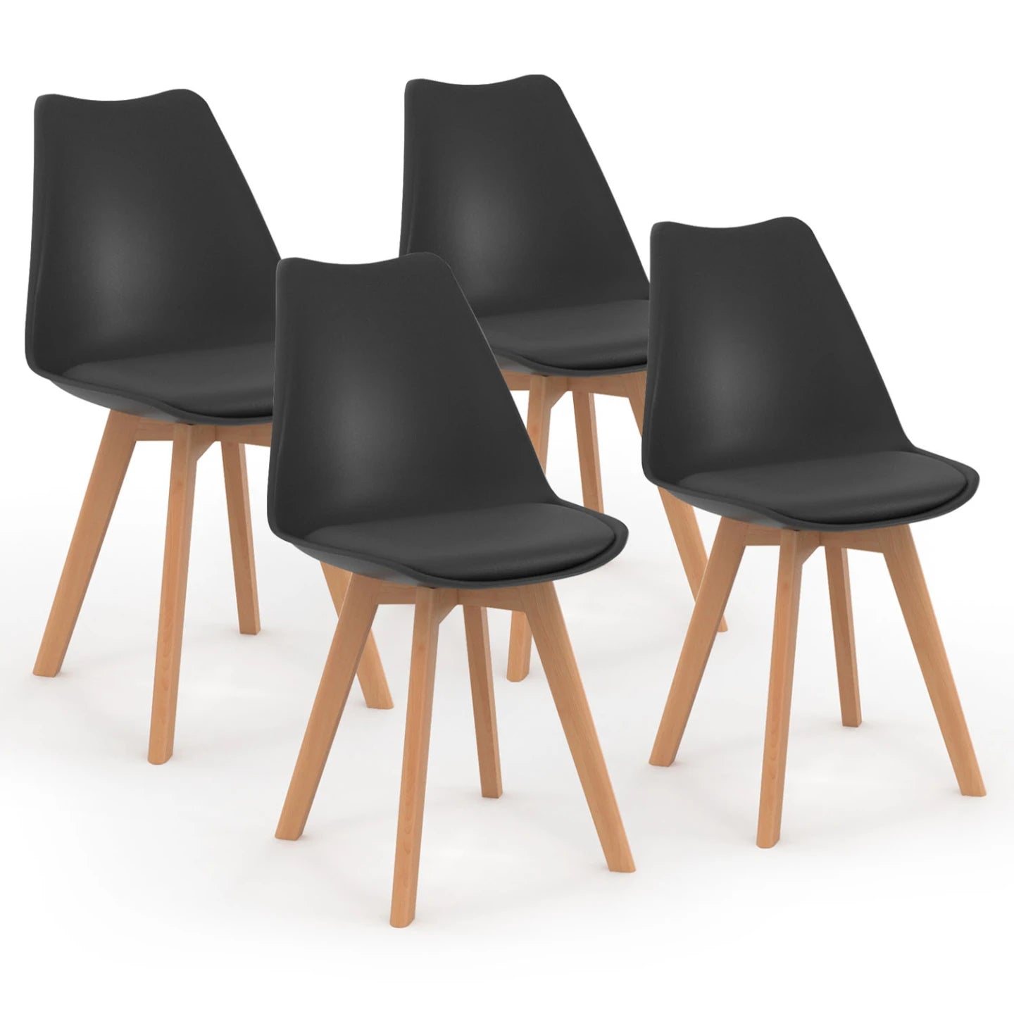Lot de 4 chaises scandinaves Liva – Noires | Yambier
