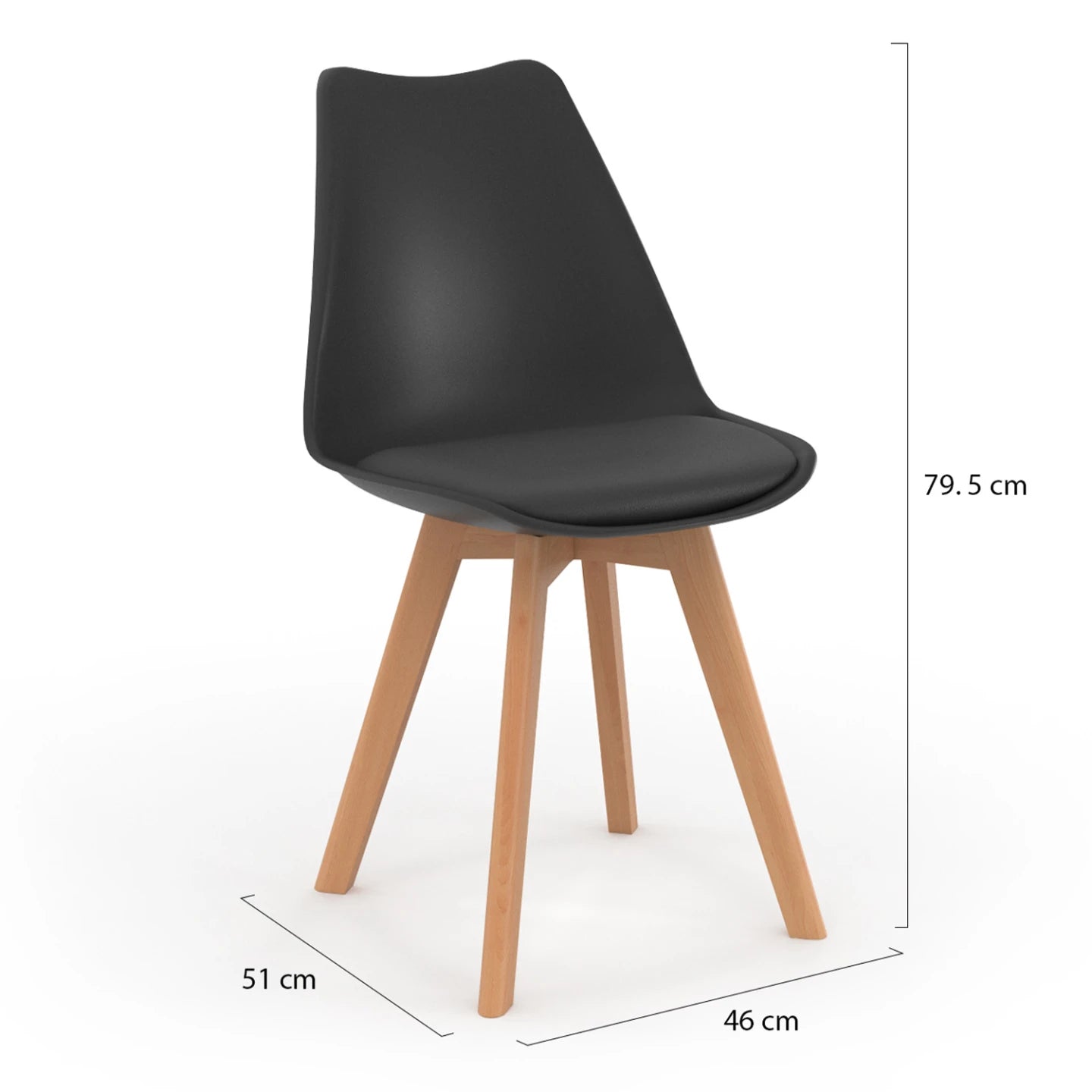 Lot de 4 chaises scandinaves Liva – Noires | Yambier
