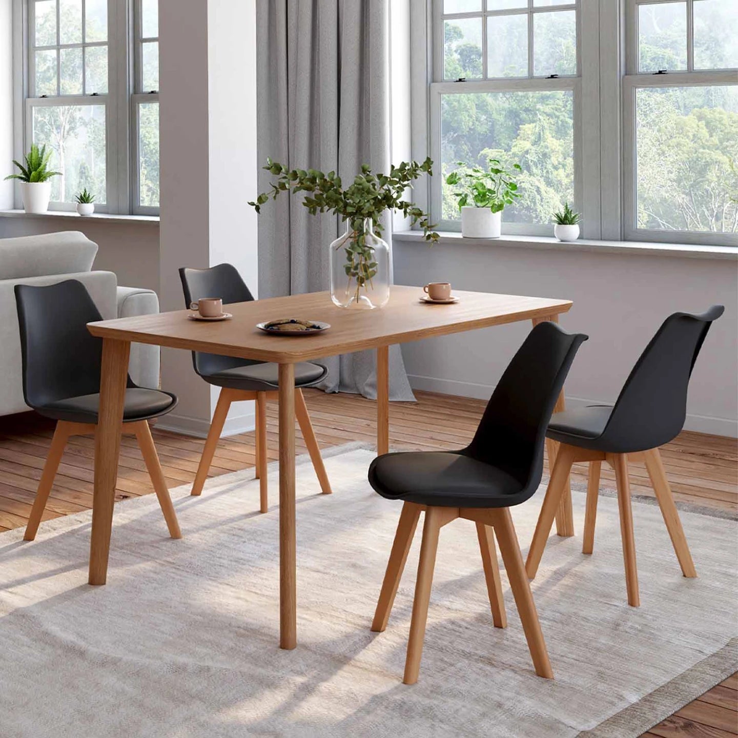 Lot de 4 chaises scandinaves Liva – Noires | Yambier