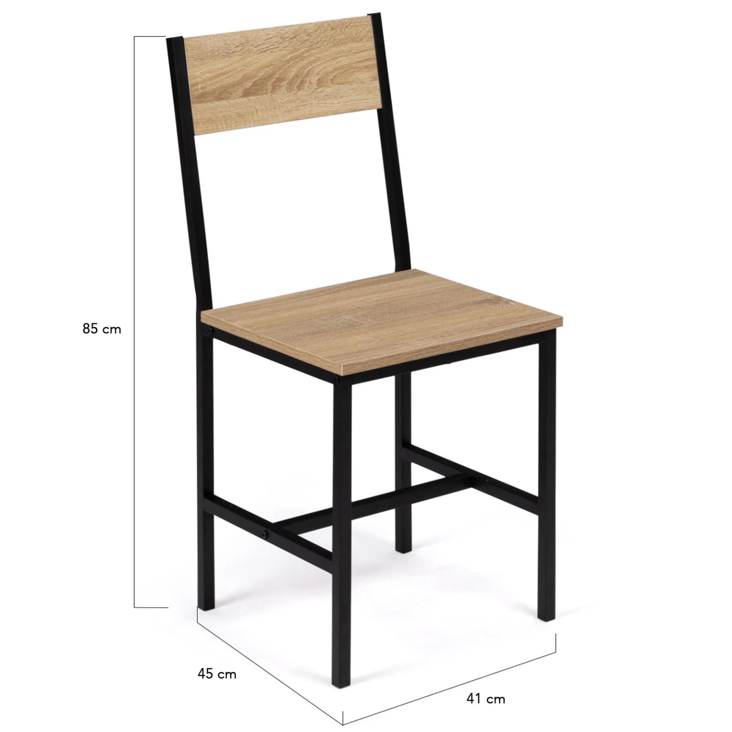 Lot de 6 chaises industrielles Krafta – Bois clair & métal noir | Yambier