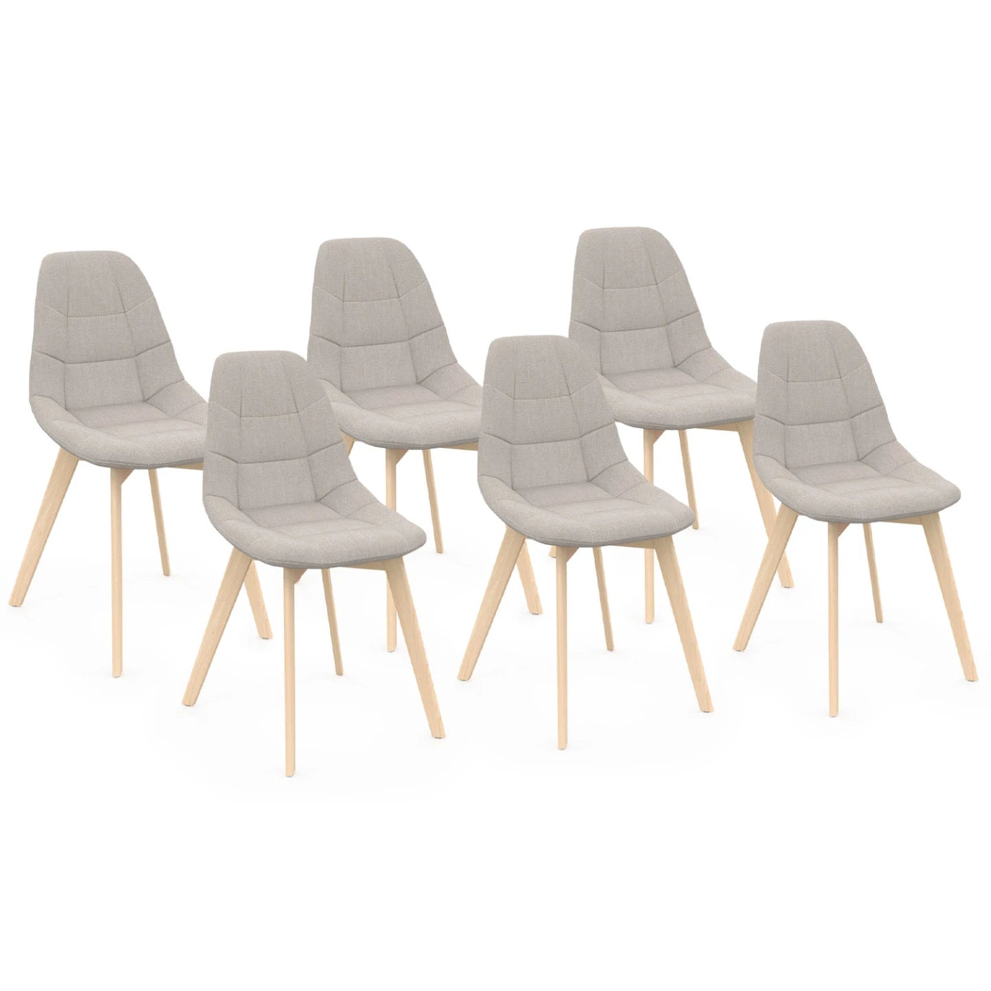 Lot de 6 chaises scandinaves Svala – Beige en tissu | Yambier