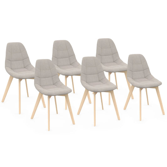 Lot de 6 chaises scandinaves Svala – Beige en tissu | Yambier