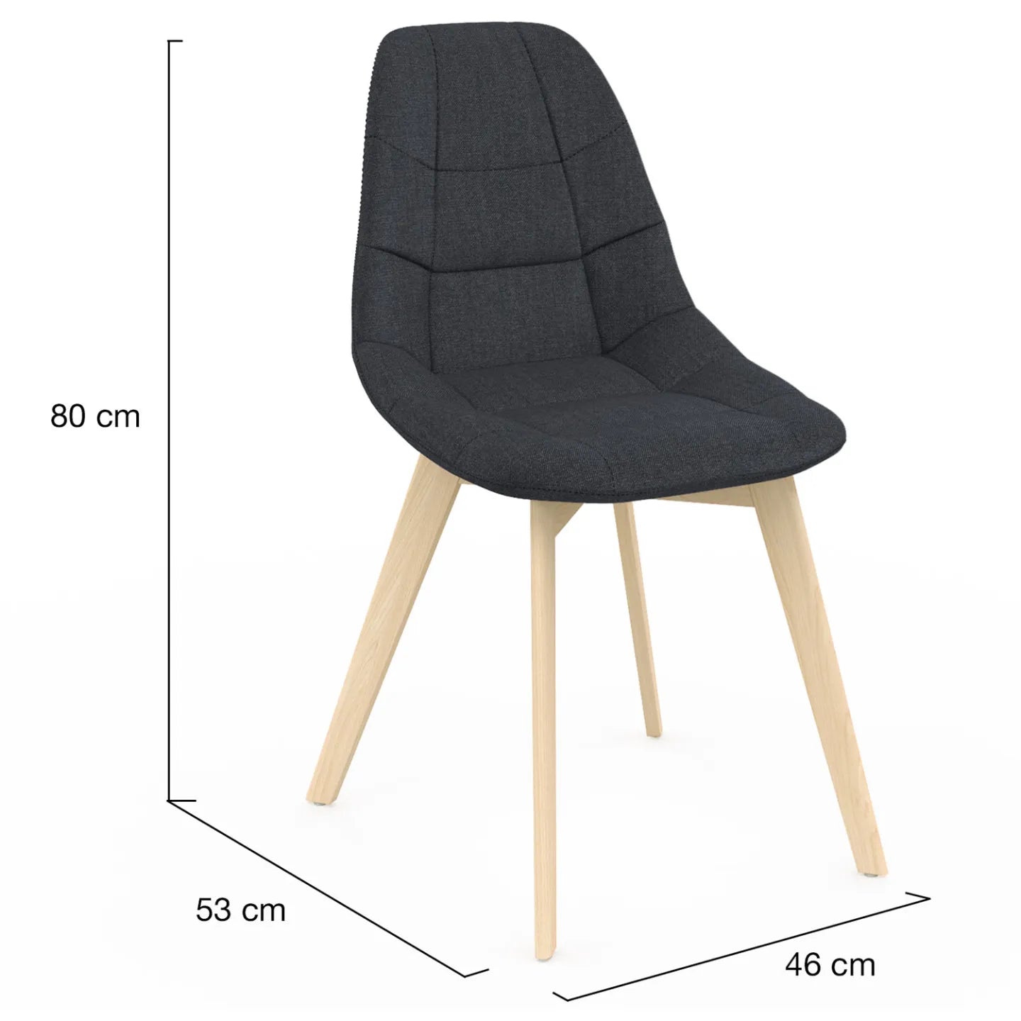 Lot de 4 chaises scandinaves Svala – Gris en tissu | Yambier