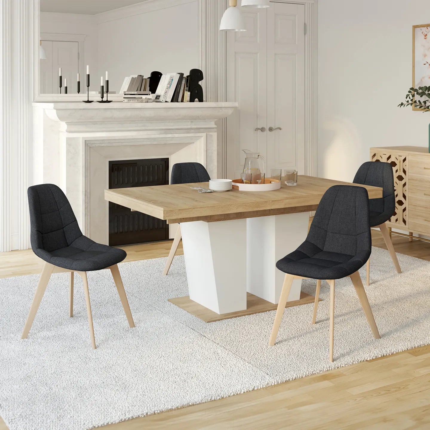 Lot de 4 chaises scandinaves Svala – Gris en tissu | Yambier